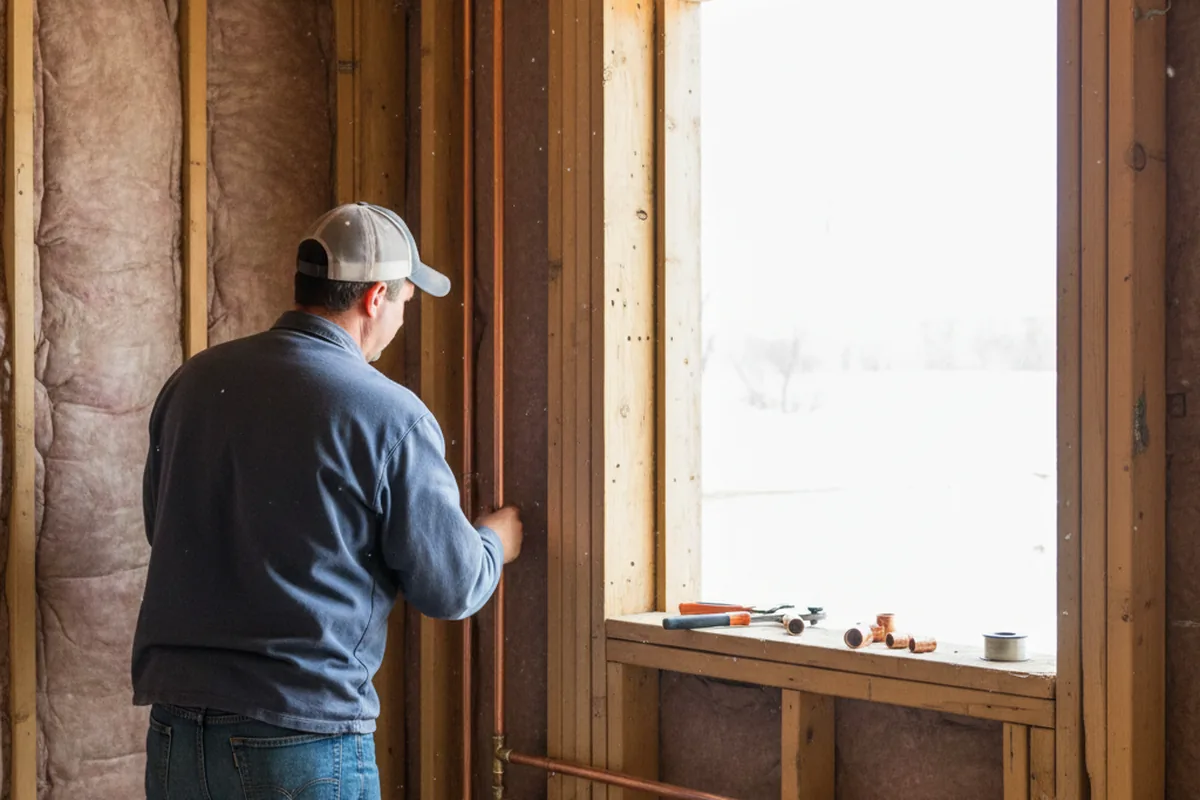 Licensed plumber running new copper supply lines in a Okauchee home