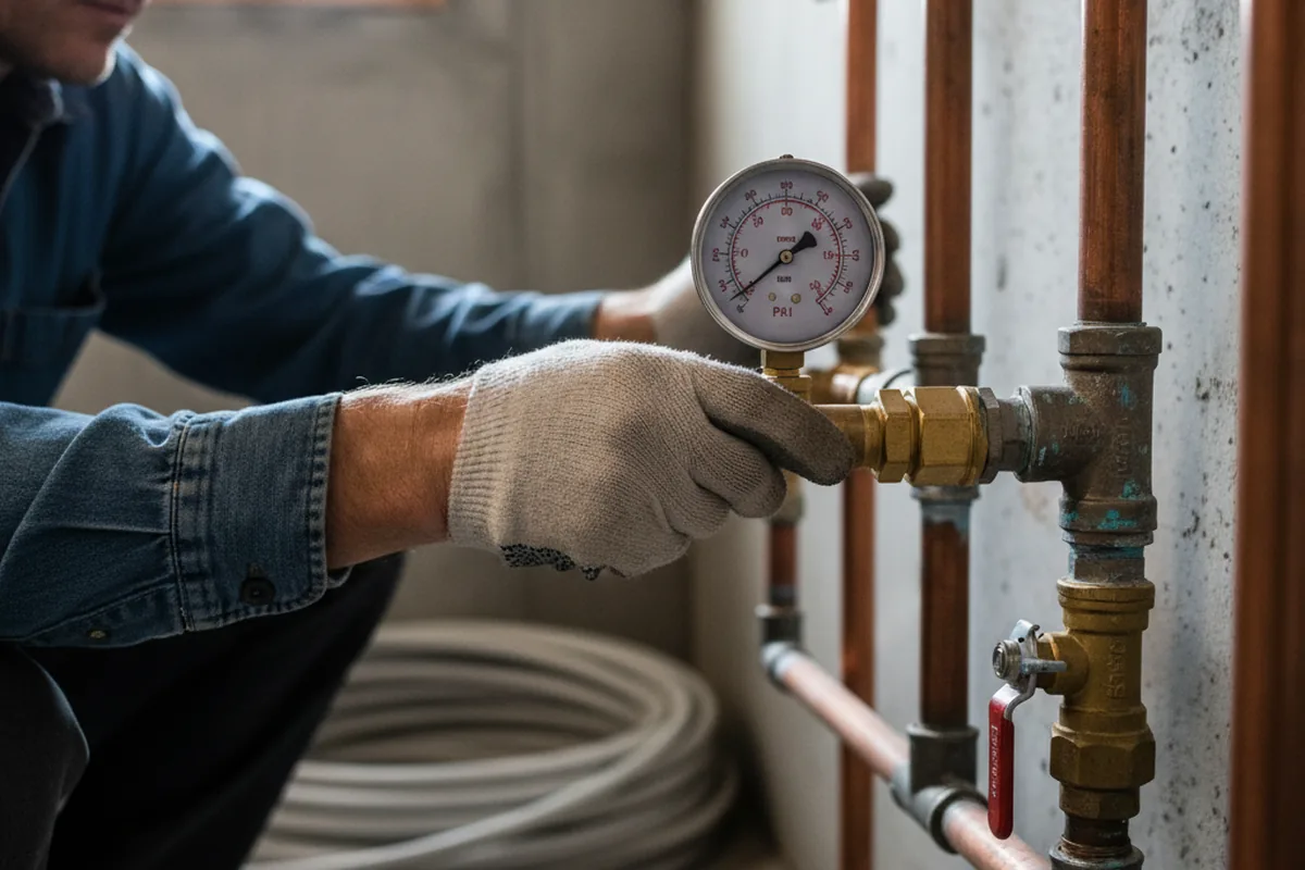 Pressure testing a repaired line during Water Line Repair in Okauchee